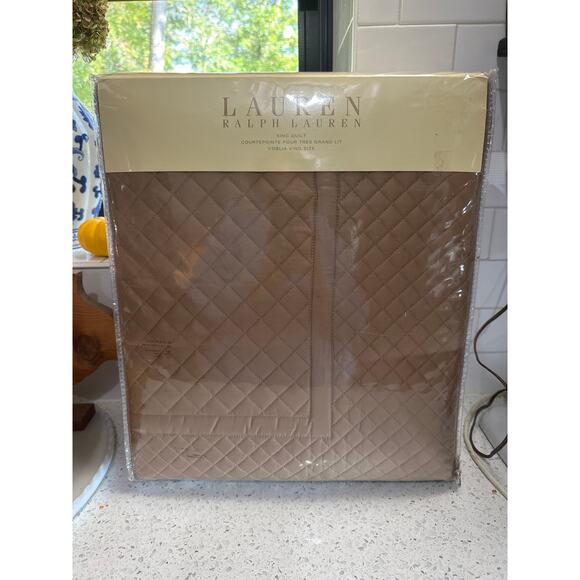 Lauren Ralph Lauren Home Collection Tan Solid Color Diamond King Quilt $438 MSRP - Picture 2 of 5